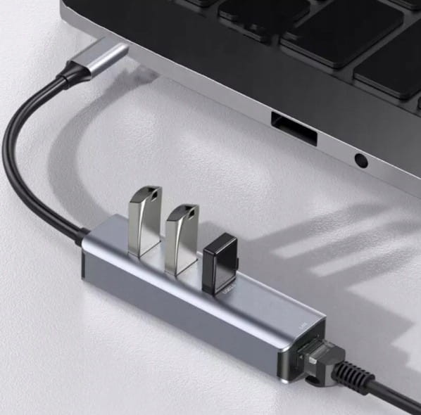 Adapter Karta Sieciowa HUB USB-C Ethernet Gigabit 1000 Mbps LAN RJ45 3x USB 3.0 BYL-2013U - zdjęcie 5