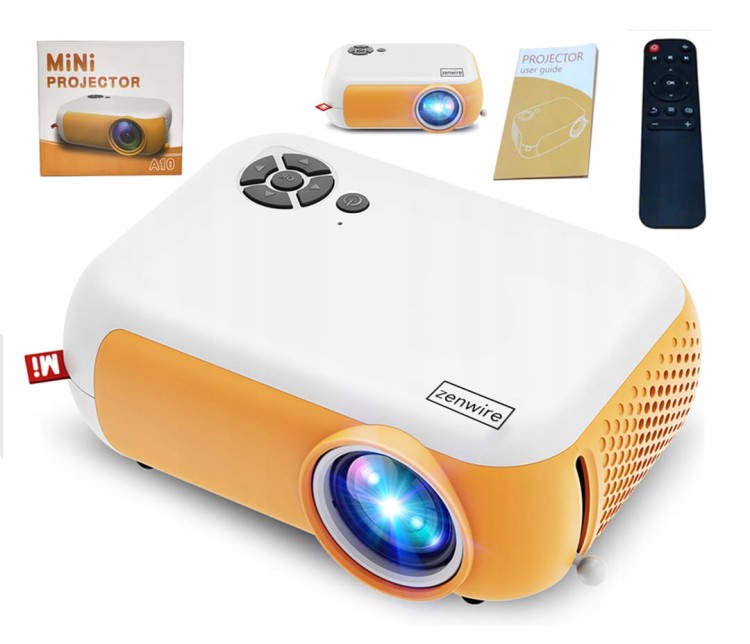 PRZENOŚNY RZUTNIK MINI PROJEKTOR LED FULL HD 1080p USB 1800lm 2000:1 100" cali Zenwire A10 - zdjęcie 1