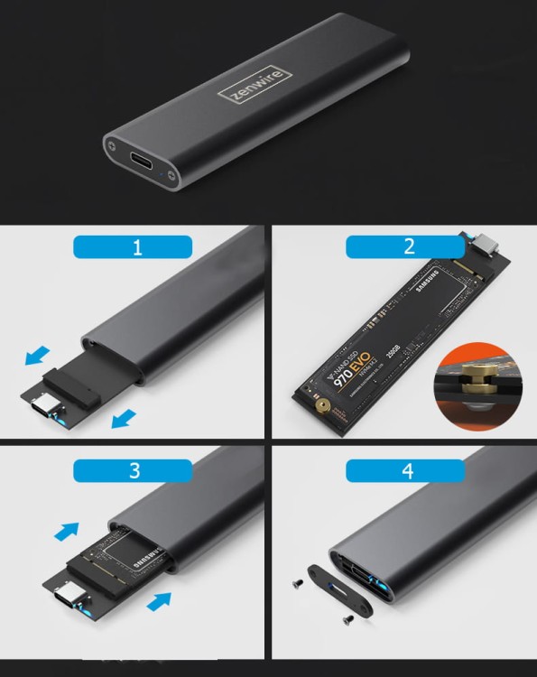 Adapter Kieszeń na dysk SSD m.2 USB-C obudowa m2 SATA Zenwire - zdjęcie 10