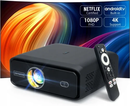 Zenwire E510H Mini Projektor Full HD 4K Rzutnik Android TV 11 WiFi 2.4/5 Ghz 500 Ansi 15000Lm Autofocus Autokeystone - zdjęcie 2