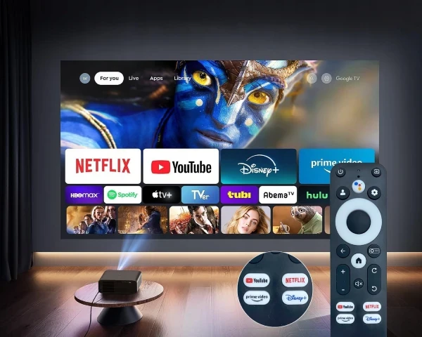 Zenwire E510H Mini Projektor Full HD 4K Rzutnik Android TV 11 WiFi 2.4/5 Ghz 500 Ansi 15000Lm Autofocus Autokeystone - zdjęcie 4