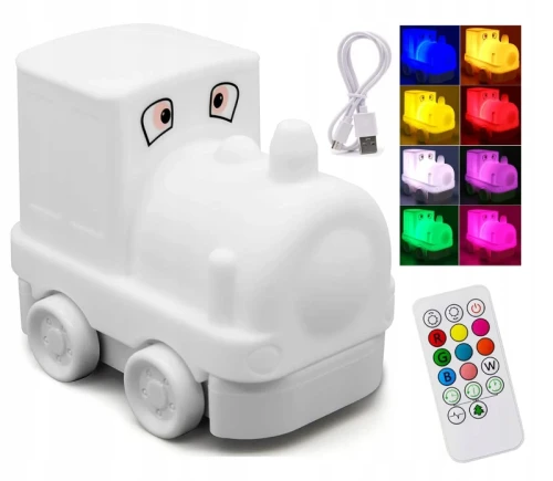 LAMPKA NOCNA DZIECI POCIĄG CIUCHCIA LED SILIKONOWA - zdjęcie 1