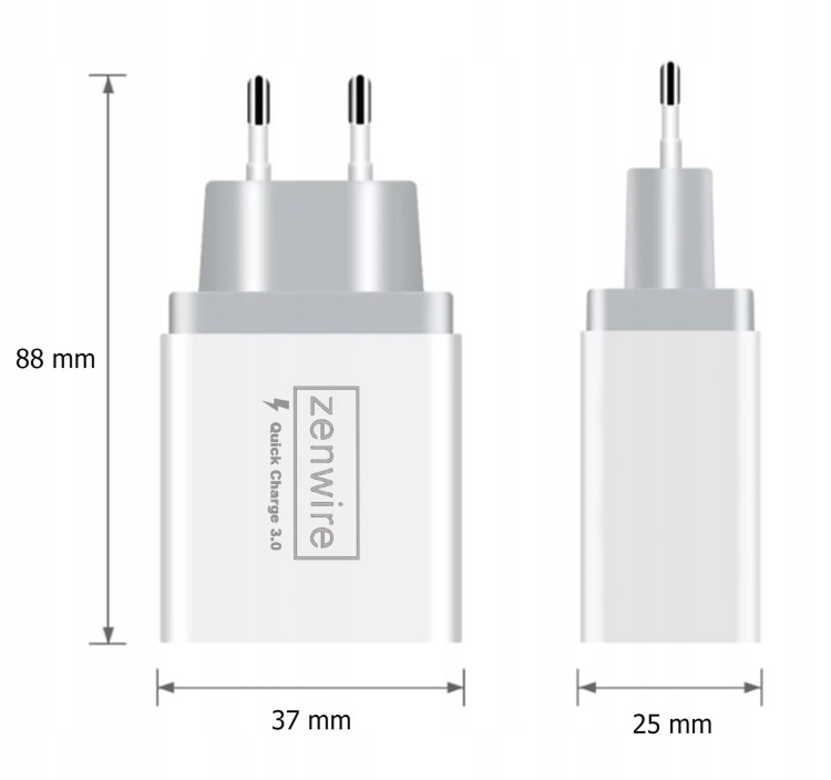 ŁADOWARKA QUICK CHARGE 3.0 SZYBKA 3x USB ZENWIRE - ZDJĘCIE 5