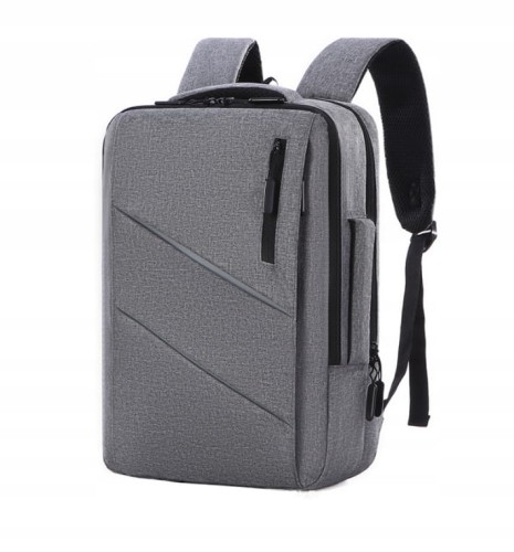 PLECAK NA LAPTOPA TORBA 2w1 SZARY USB 15 15,6 CALI - zdjęcie 1