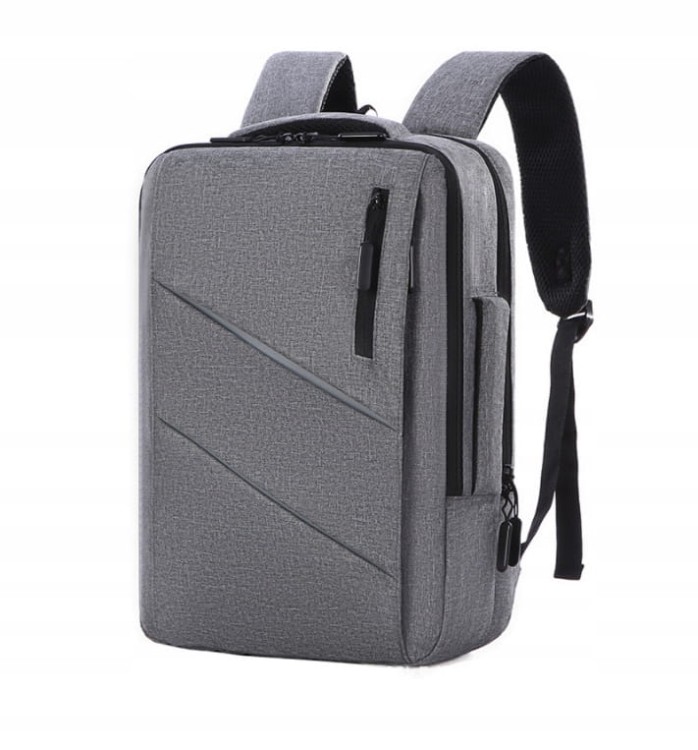 PLECAK NA LAPTOPA TORBA 2w1 SZARY USB 15 15,6 CALI - zdjęcie 1