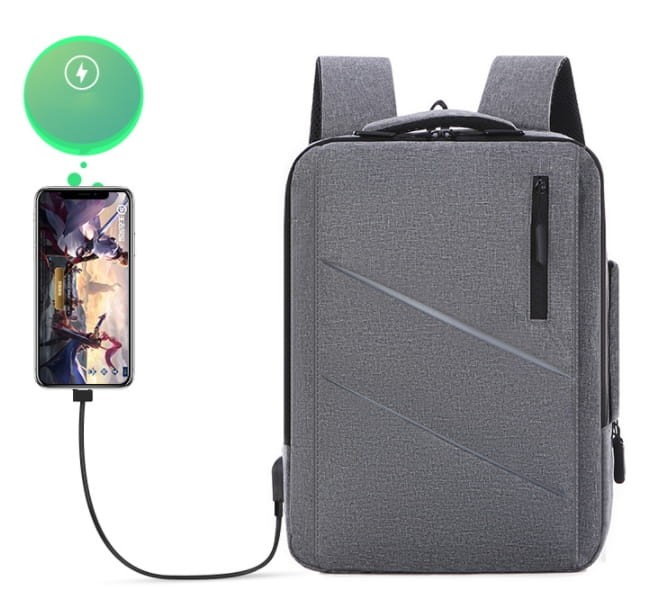 PLECAK NA LAPTOPA TORBA 2w1 SZARY USB 15 15,6 CALI - zdjęcie 3