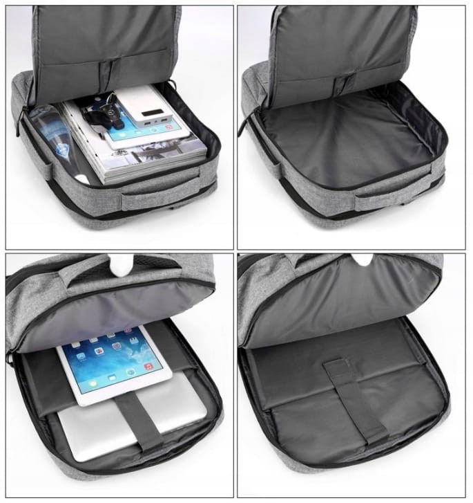 PLECAK NA LAPTOPA TORBA 2w1 SZARY USB 15 15,6 CALI - zdjęcie 4
