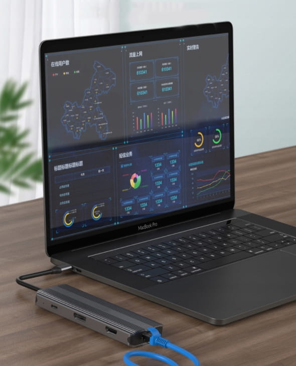 ADAPTER HUB 8w1 USB-C HDMI Display Port SD HDMI 4K USB 3.0 Gigabit Ethernet RJ-45 LAN 1000 Mbps 75 HZ - zdjęcie 5